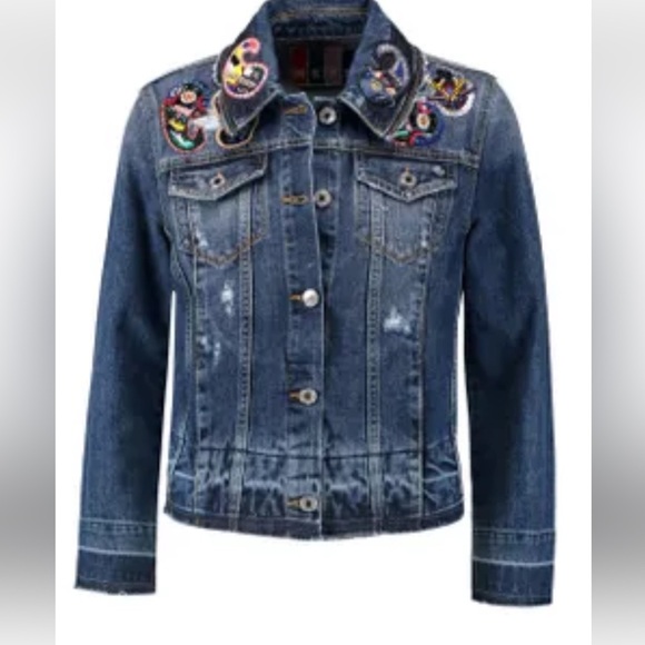 MSGM denim embellished jacket size 42